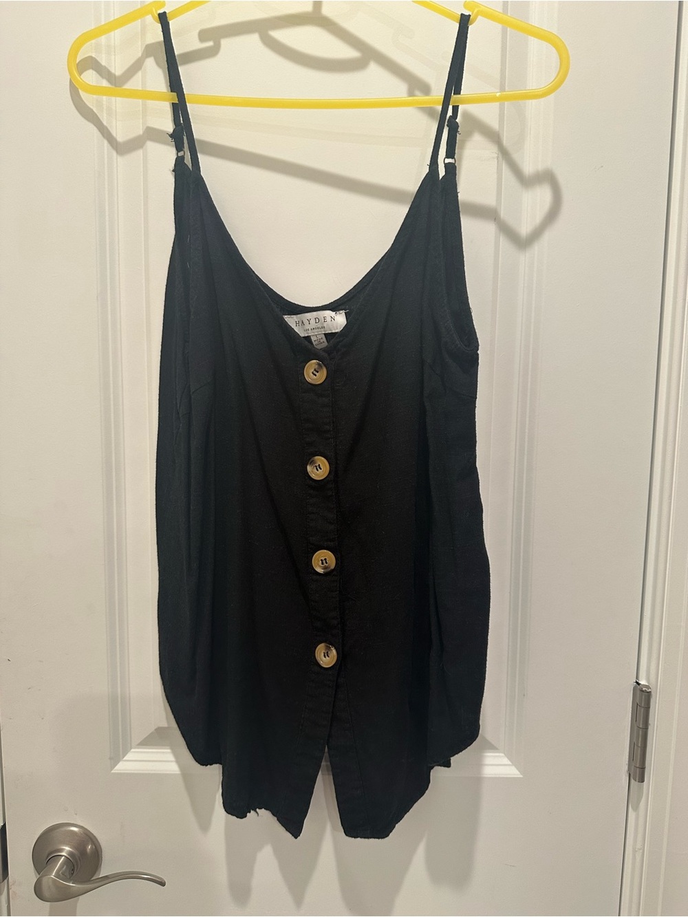 Hayden Black Button-Front Spaghetti Strap Cami